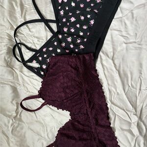 Aerie Black and Red Bras Intimates Collection